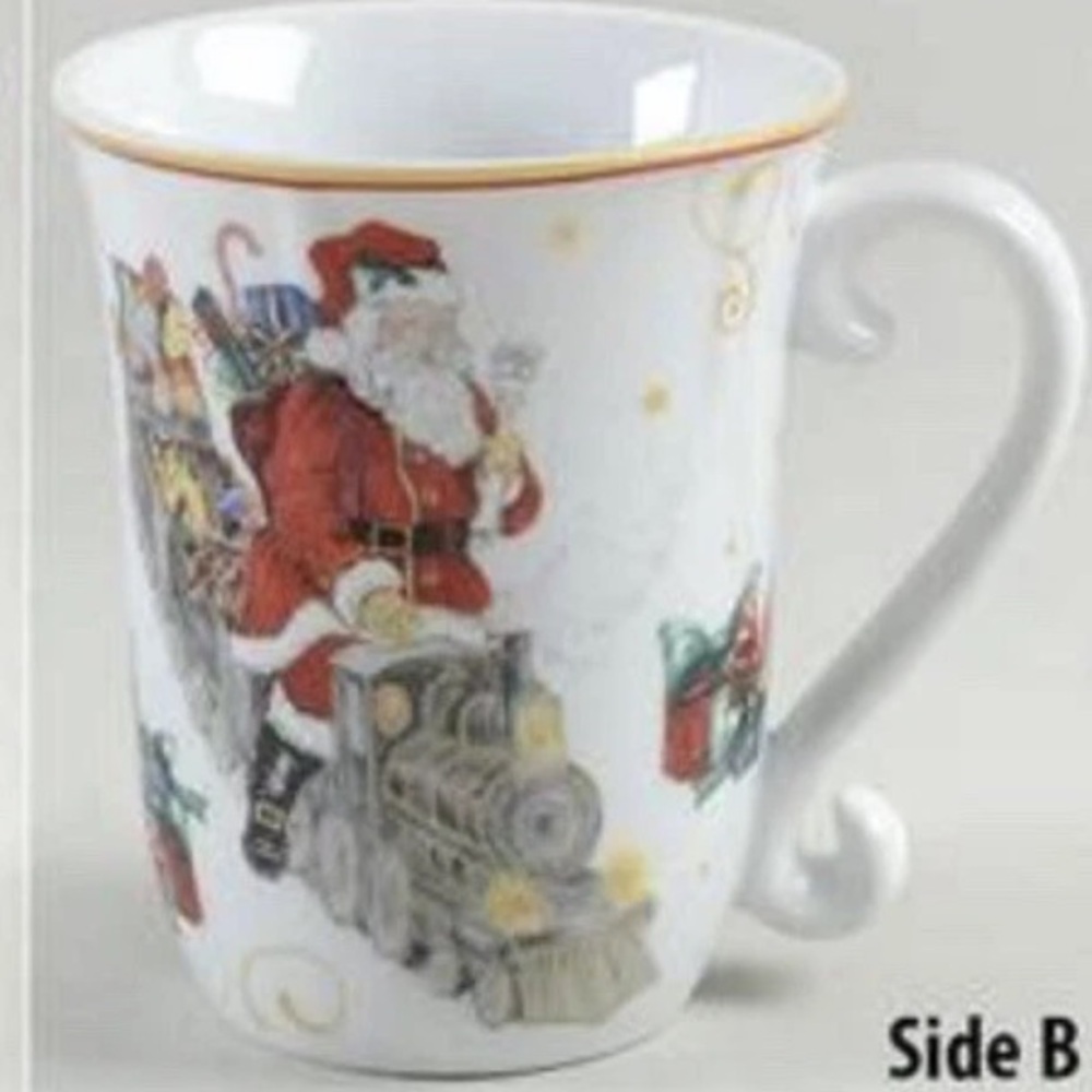 RETIRED Williams Sonoma 'Twas The Night Before Christmas Mug SANTA ON A TRAIN